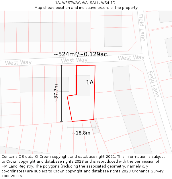 1A, WESTWAY, WALSALL, WS4 1DL: Plot and title map