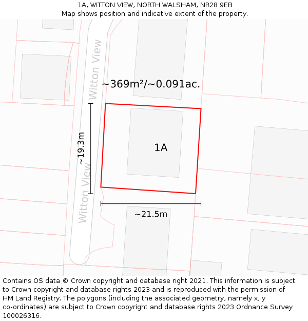1A, WITTON VIEW, NORTH WALSHAM, NR28 9EB: Plot and title map