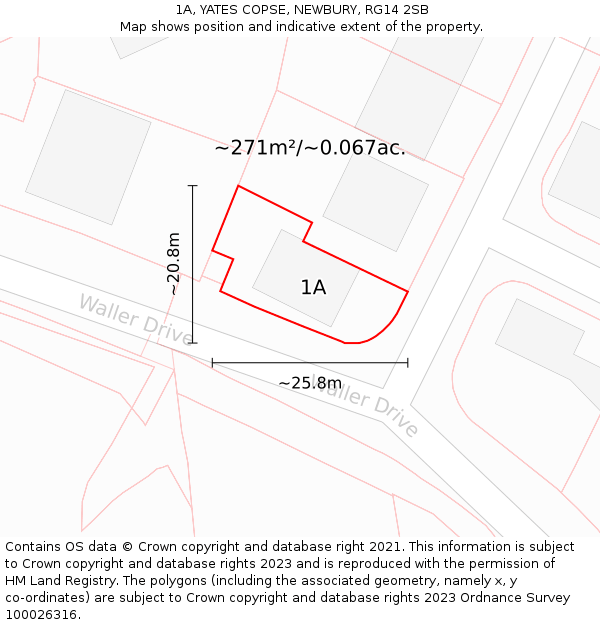 1A, YATES COPSE, NEWBURY, RG14 2SB: Plot and title map