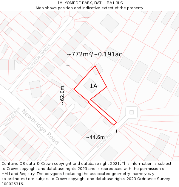 1A, YOMEDE PARK, BATH, BA1 3LS: Plot and title map