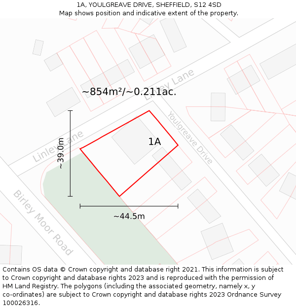 1A, YOULGREAVE DRIVE, SHEFFIELD, S12 4SD: Plot and title map