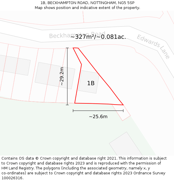 1B, BECKHAMPTON ROAD, NOTTINGHAM, NG5 5SP: Plot and title map
