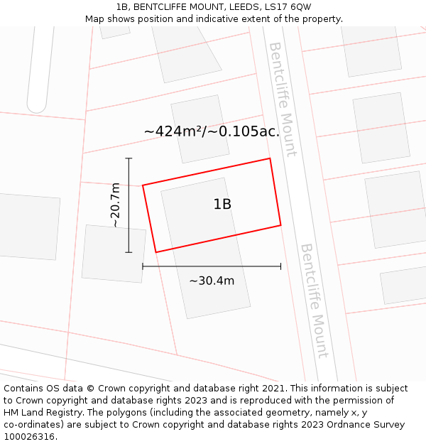 1B, BENTCLIFFE MOUNT, LEEDS, LS17 6QW: Plot and title map
