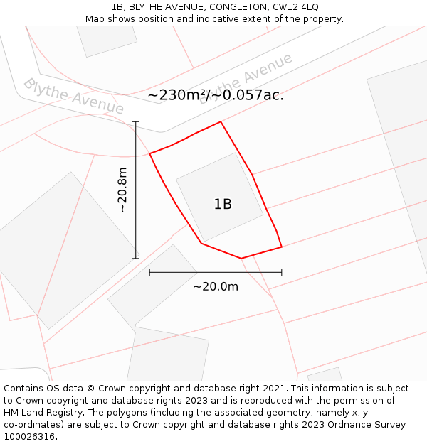 1B, BLYTHE AVENUE, CONGLETON, CW12 4LQ: Plot and title map