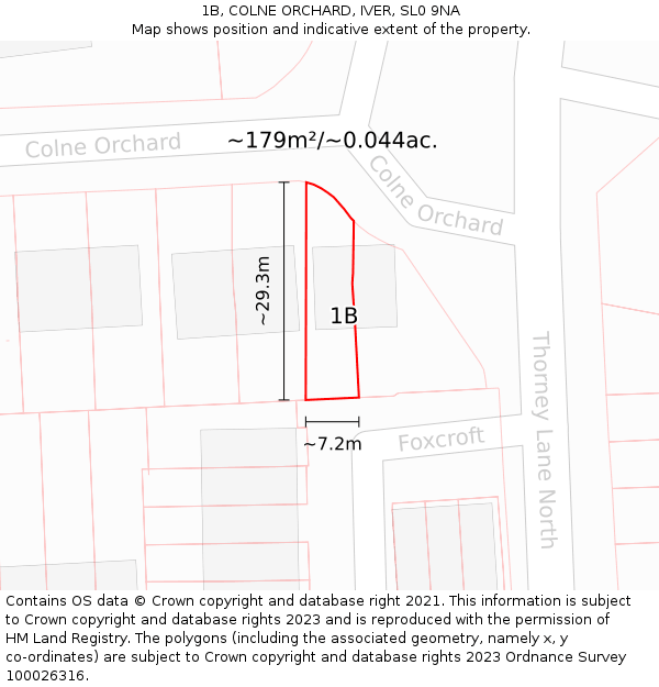 1B, COLNE ORCHARD, IVER, SL0 9NA: Plot and title map