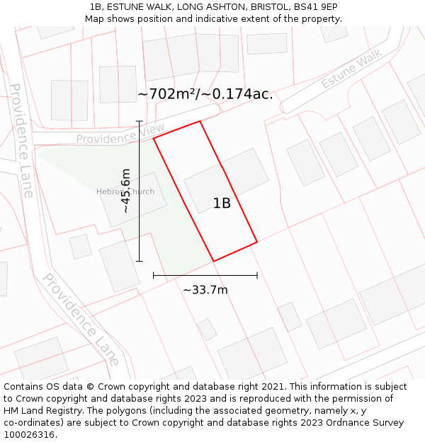 1B, ESTUNE WALK, LONG ASHTON, BRISTOL, BS41 9EP: Plot and title map