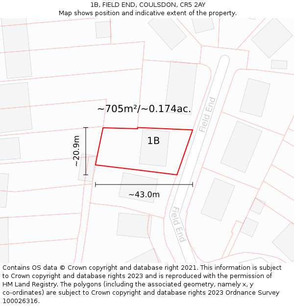1B, FIELD END, COULSDON, CR5 2AY: Plot and title map