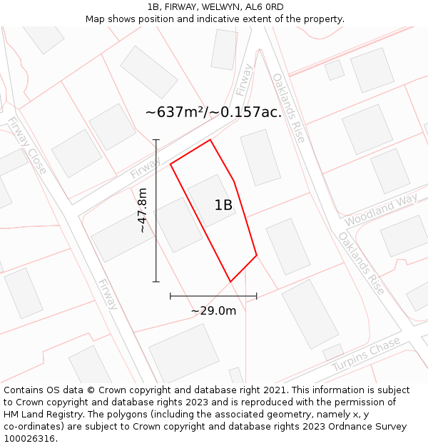 1B, FIRWAY, WELWYN, AL6 0RD: Plot and title map