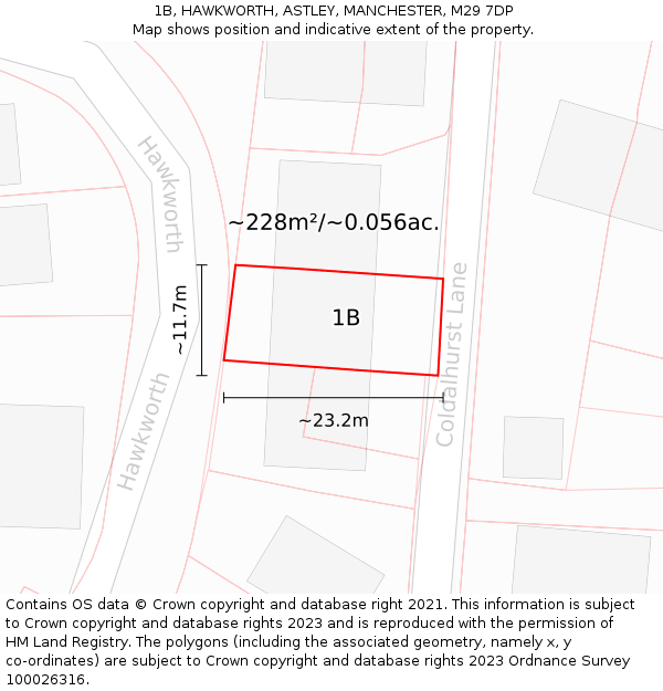 1B, HAWKWORTH, ASTLEY, MANCHESTER, M29 7DP: Plot and title map