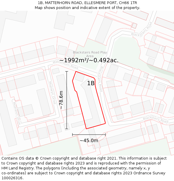 1B, MATTERHORN ROAD, ELLESMERE PORT, CH66 1TR: Plot and title map