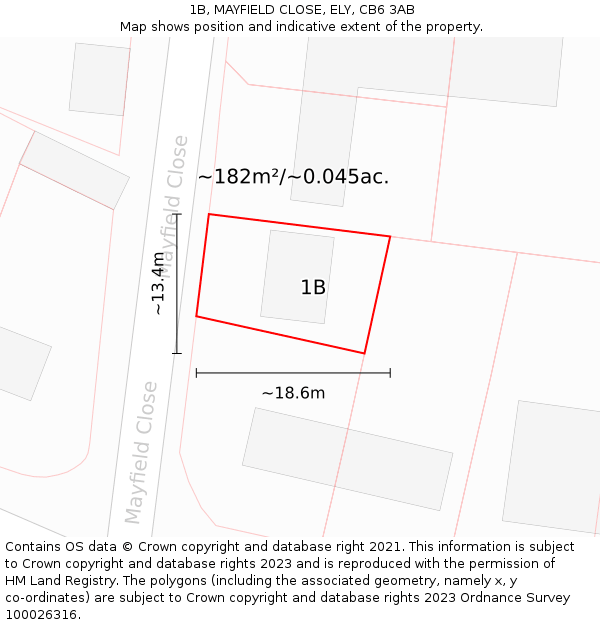 1B, MAYFIELD CLOSE, ELY, CB6 3AB: Plot and title map