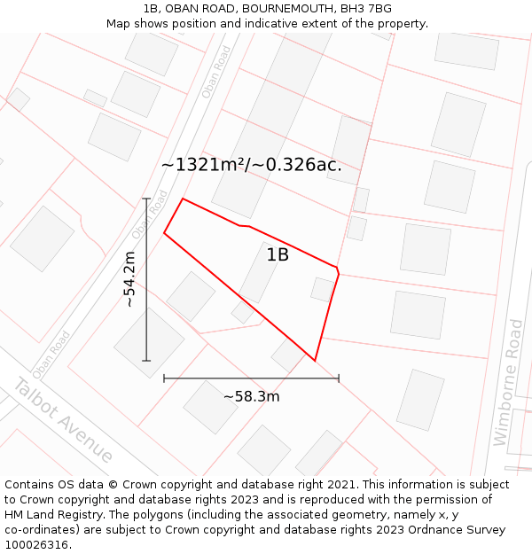 1B, OBAN ROAD, BOURNEMOUTH, BH3 7BG: Plot and title map