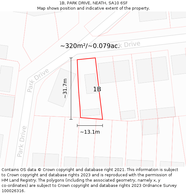 1B, PARK DRIVE, NEATH, SA10 6SF: Plot and title map