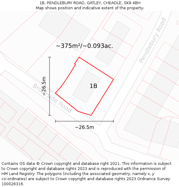 1B, PENDLEBURY ROAD, GATLEY, CHEADLE, SK8 4BH: Plot and title map
