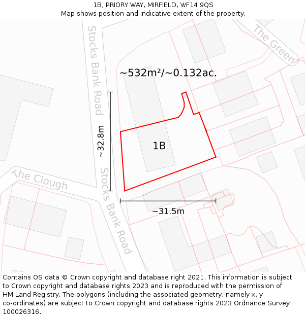 1B, PRIORY WAY, MIRFIELD, WF14 9QS: Plot and title map