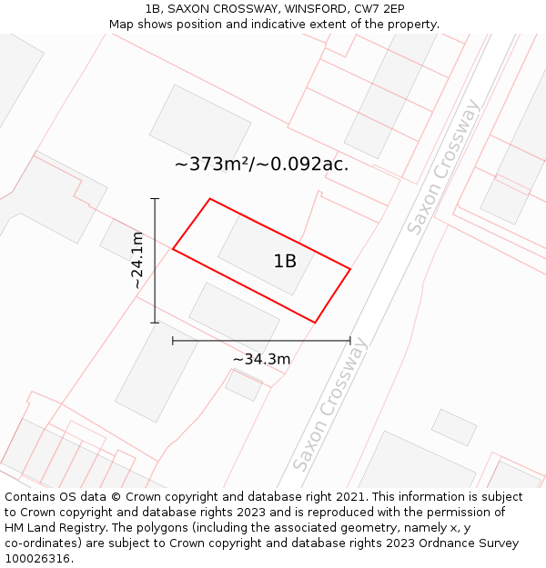 1B, SAXON CROSSWAY, WINSFORD, CW7 2EP: Plot and title map