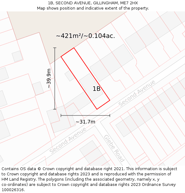 1B, SECOND AVENUE, GILLINGHAM, ME7 2HX: Plot and title map