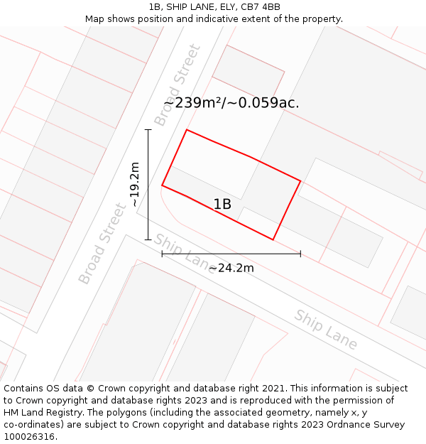 1B, SHIP LANE, ELY, CB7 4BB: Plot and title map