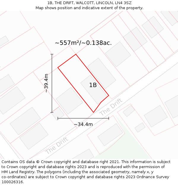 1B, THE DRIFT, WALCOTT, LINCOLN, LN4 3SZ: Plot and title map