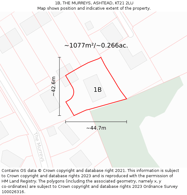 1B, THE MURREYS, ASHTEAD, KT21 2LU: Plot and title map