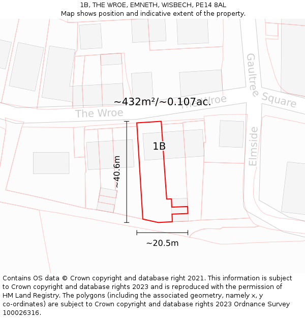 1B, THE WROE, EMNETH, WISBECH, PE14 8AL: Plot and title map