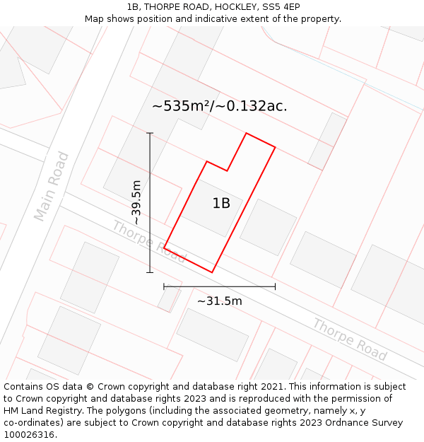 1B, THORPE ROAD, HOCKLEY, SS5 4EP: Plot and title map