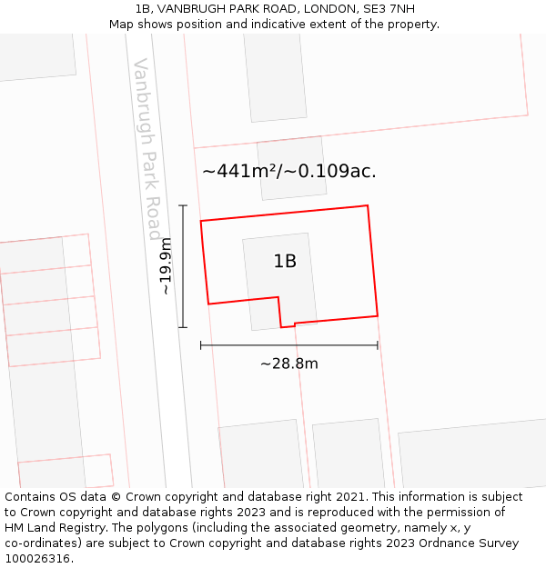 1B, VANBRUGH PARK ROAD, LONDON, SE3 7NH: Plot and title map