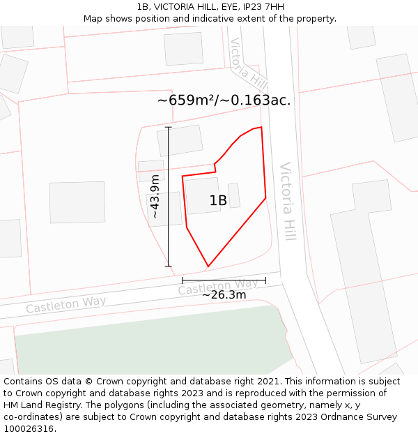1B, VICTORIA HILL, EYE, IP23 7HH: Plot and title map