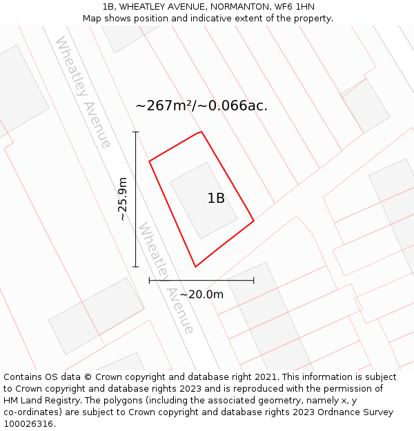 1B, WHEATLEY AVENUE, NORMANTON, WF6 1HN: Plot and title map