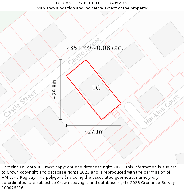 1C, CASTLE STREET, FLEET, GU52 7ST: Plot and title map
