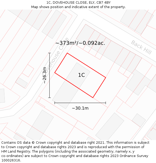1C, DOVEHOUSE CLOSE, ELY, CB7 4BY: Plot and title map