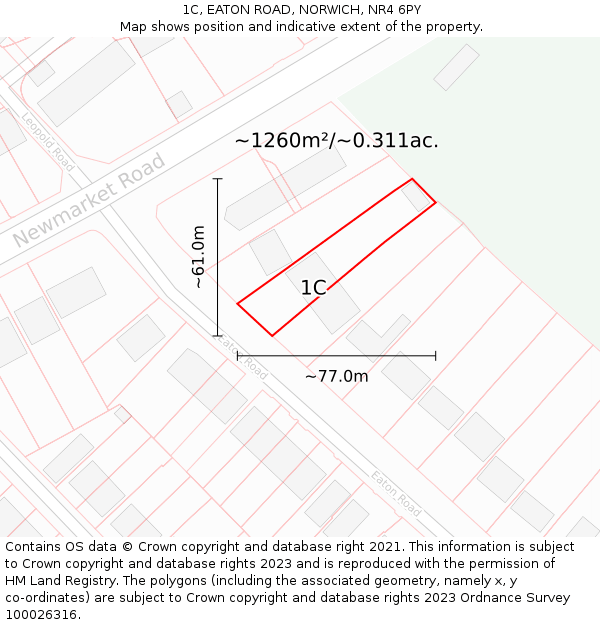 1C, EATON ROAD, NORWICH, NR4 6PY: Plot and title map