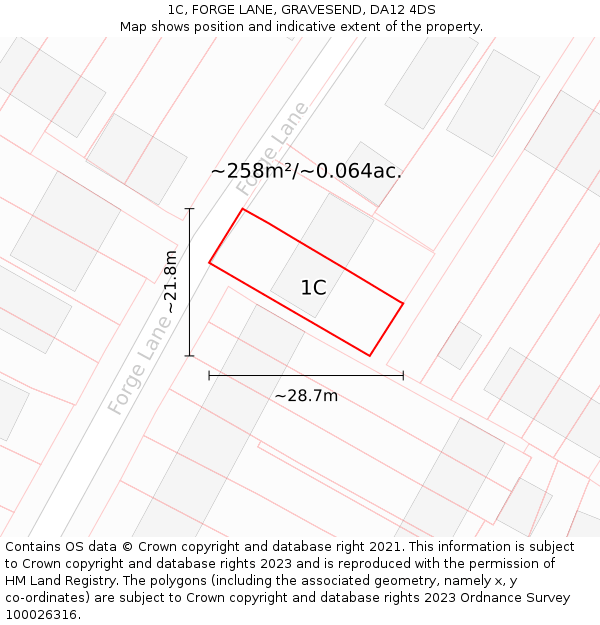 1C, FORGE LANE, GRAVESEND, DA12 4DS: Plot and title map