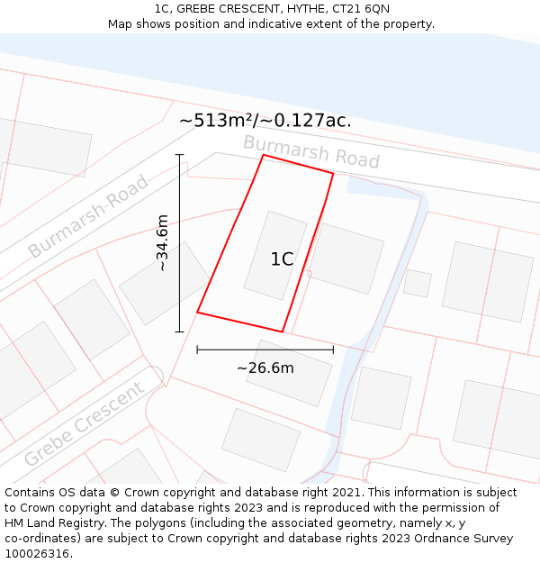 1C, GREBE CRESCENT, HYTHE, CT21 6QN: Plot and title map