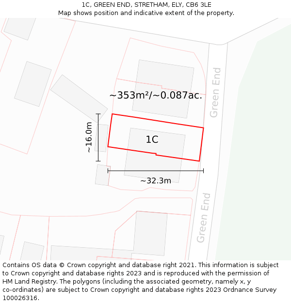 1C, GREEN END, STRETHAM, ELY, CB6 3LE: Plot and title map