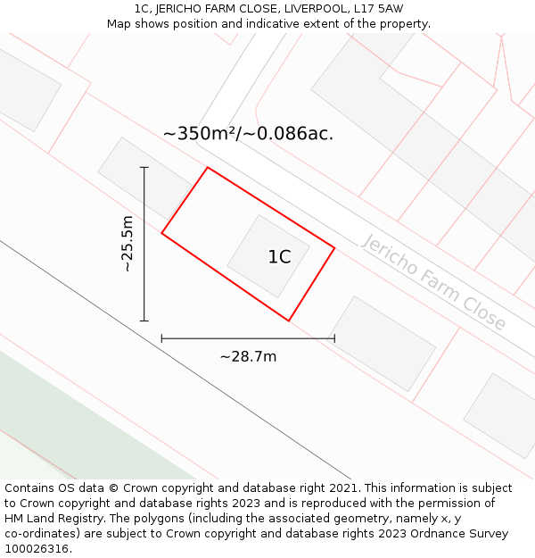 1C, JERICHO FARM CLOSE, LIVERPOOL, L17 5AW: Plot and title map