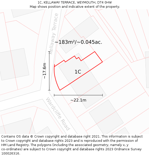 1C, KELLAWAY TERRACE, WEYMOUTH, DT4 0HW: Plot and title map