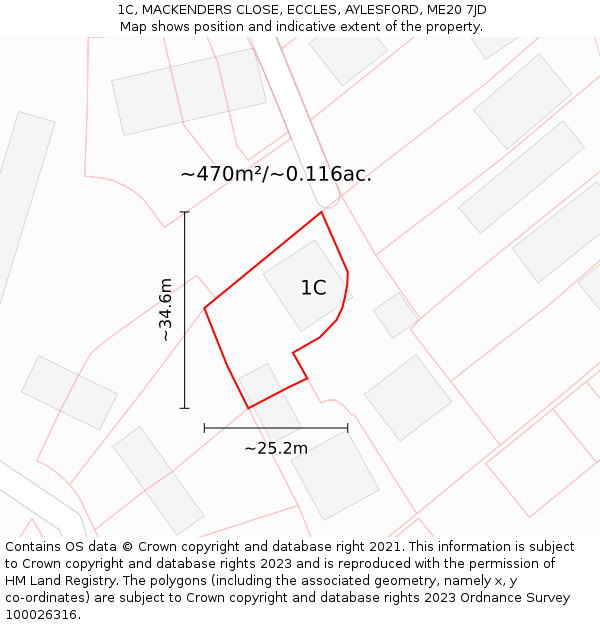 1C, MACKENDERS CLOSE, ECCLES, AYLESFORD, ME20 7JD: Plot and title map