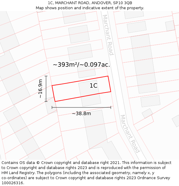1C, MARCHANT ROAD, ANDOVER, SP10 3QB: Plot and title map
