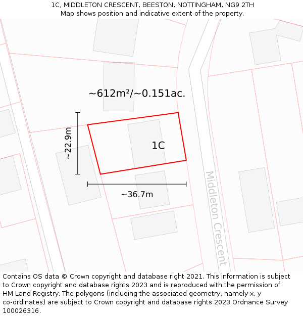 1C, MIDDLETON CRESCENT, BEESTON, NOTTINGHAM, NG9 2TH: Plot and title map