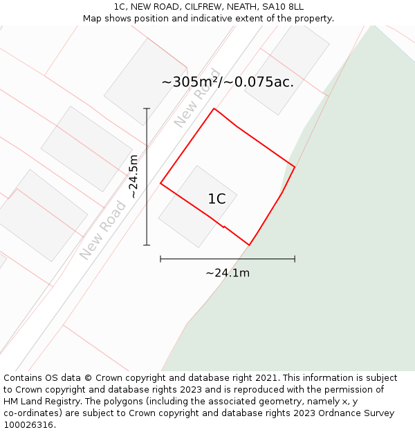 1C, NEW ROAD, CILFREW, NEATH, SA10 8LL: Plot and title map