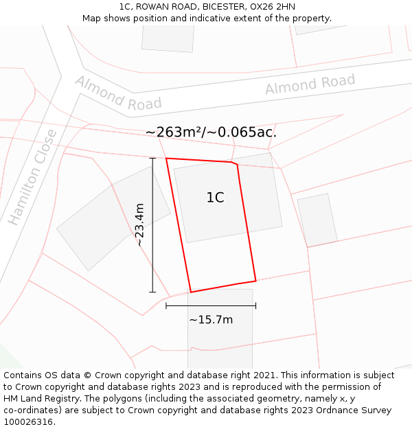 1C, ROWAN ROAD, BICESTER, OX26 2HN: Plot and title map
