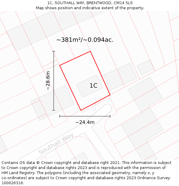1C, SOUTHALL WAY, BRENTWOOD, CM14 5LS: Plot and title map