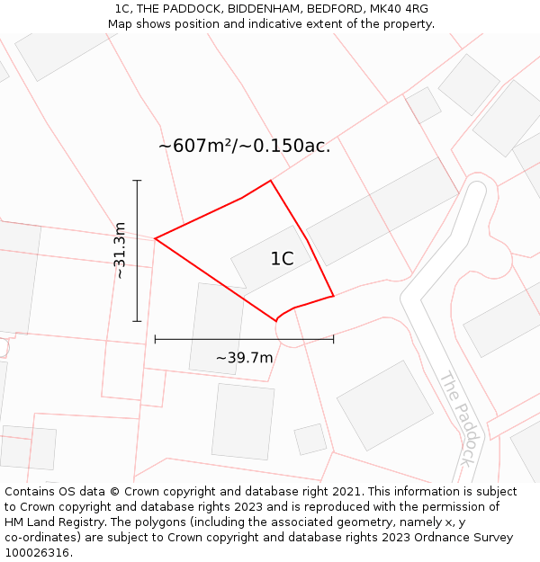 1C, THE PADDOCK, BIDDENHAM, BEDFORD, MK40 4RG: Plot and title map