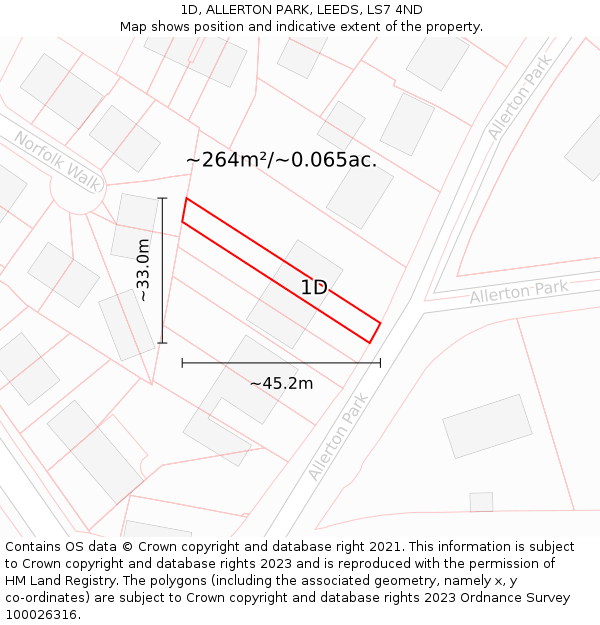 1D, ALLERTON PARK, LEEDS, LS7 4ND: Plot and title map