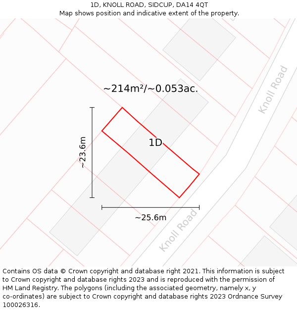 1D, KNOLL ROAD, SIDCUP, DA14 4QT: Plot and title map