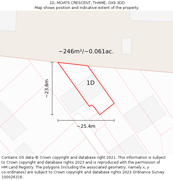 1D, MOATS CRESCENT, THAME, OX9 3DD: Plot and title map