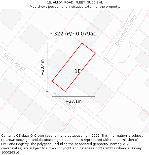1E, ALTON ROAD, FLEET, GU51 3HL: Plot and title map
