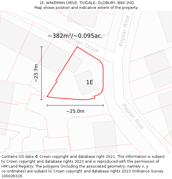1E, WAKEMAN DRIVE, TIVIDALE, OLDBURY, B69 1NQ: Plot and title map