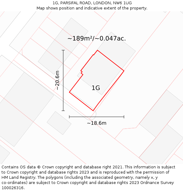 1G, PARSIFAL ROAD, LONDON, NW6 1UG: Plot and title map